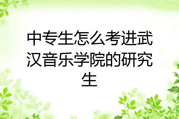 中专生怎么考进武汉音乐学院的研究生