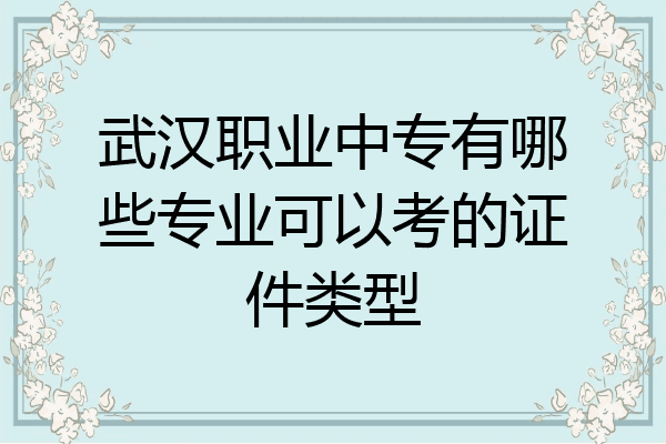 武汉职业中专有哪些专业可以考的证件类型