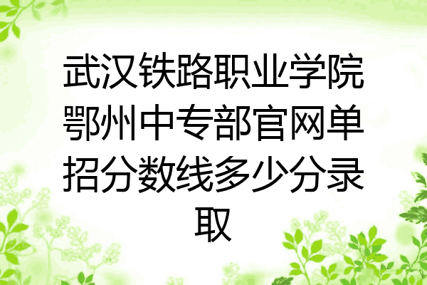 武汉铁路职业学院鄂州中专部官网单招分数线多少分录取