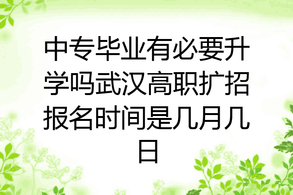 中专毕业有必要升学吗武汉高职扩招报名时间是几月几日