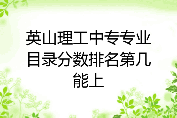 英山理工中专专业目录分数排名第几能上