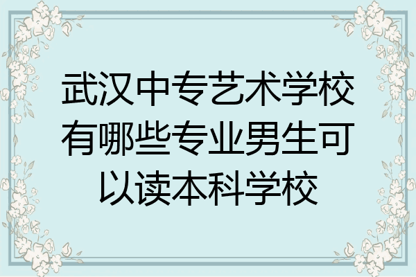 武汉中专艺术学校有哪些专业男生可以读本科学校