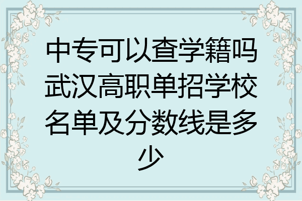 中专可以查学籍吗武汉高职单招学校名单及分数线是多少