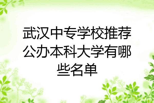 武汉中专学校推荐公办本科大学有哪些名单