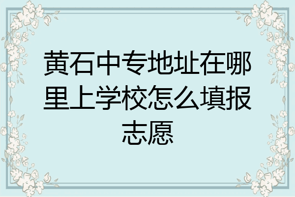 黄石中专地址在哪里上学校怎么填报志愿
