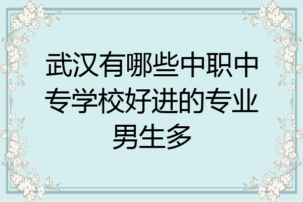 武汉有哪些中职中专学校好进的专业男生多