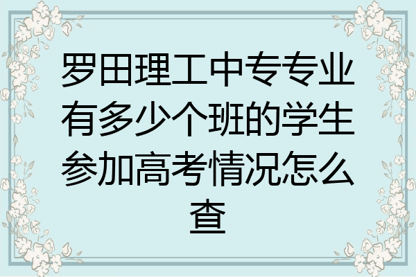 罗田理工中专专业有多少个班的学生参加高考情况怎么查