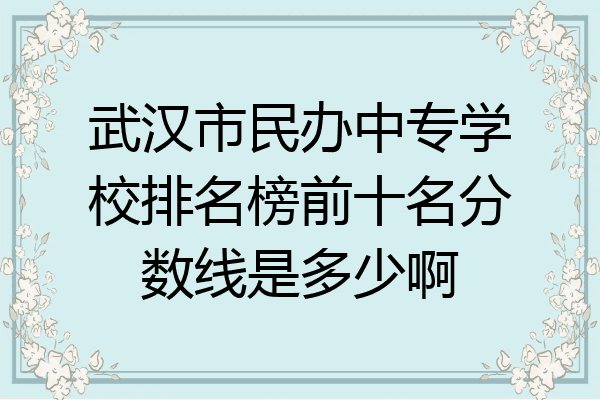 武汉市民办中专学校排名榜前十名分数线是多少啊