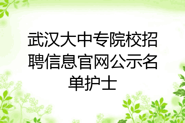 武汉大中专院校招聘信息官网公示名单护士