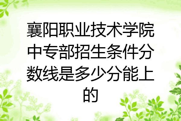 襄阳职业技术学院中专部招生条件分数线是多少分能上的