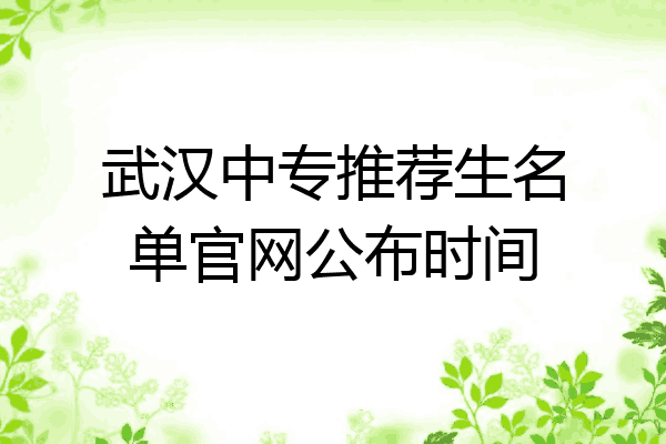 武汉中专推荐生名单官网公布时间
