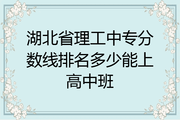 湖北省理工中专分数线排名多少能上高中班
