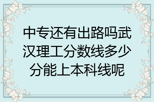 中专还有出路吗武汉理工分数线多少分能上本科线呢