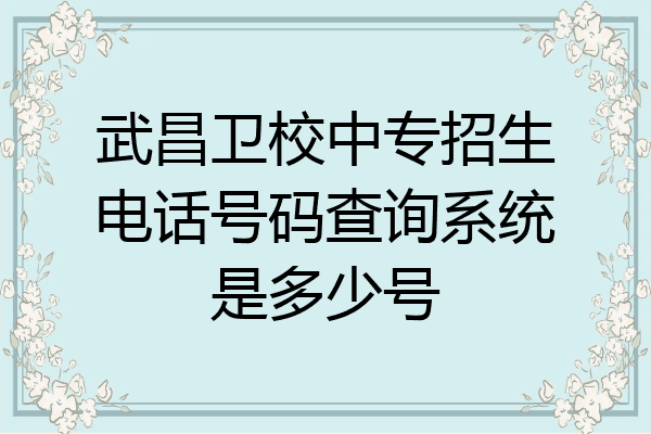 武昌卫校中专招生电话号码查询系统是多少号