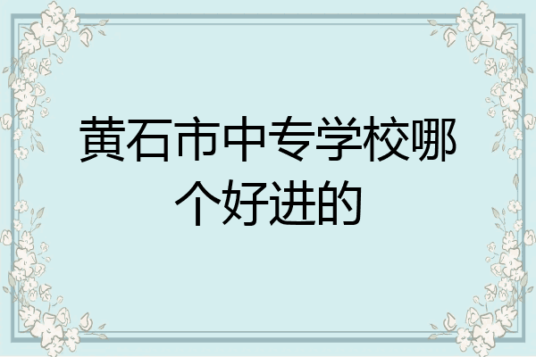 黄石市中专学校哪个好进的