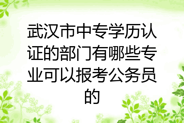 武汉市中专学历认证的部门有哪些专业可以报考公务员的
