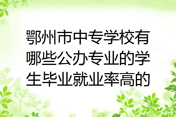 鄂州市中专学校有哪些公办专业的学生毕业就业率高的