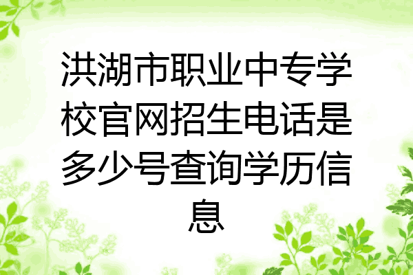 洪湖市职业中专学校官网招生电话是多少号查询学历信息