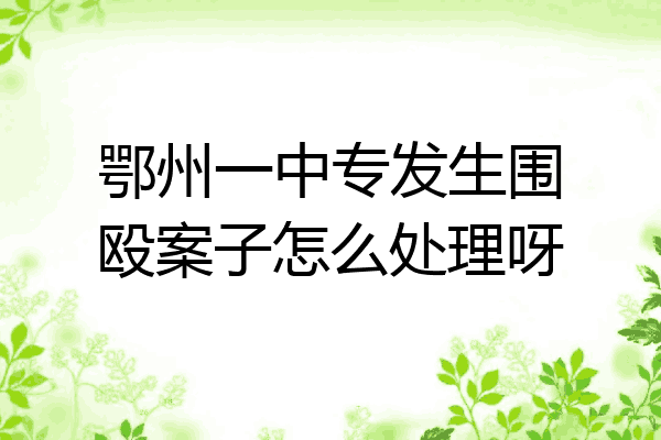 鄂州一中专发生围殴案子怎么处理呀