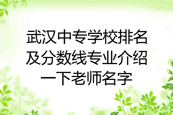 武汉中专学校排名及分数线专业介绍一下老师名字