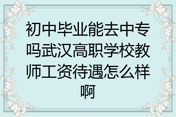 初中毕业能去中专吗武汉高职学校教师工资待遇怎么样啊