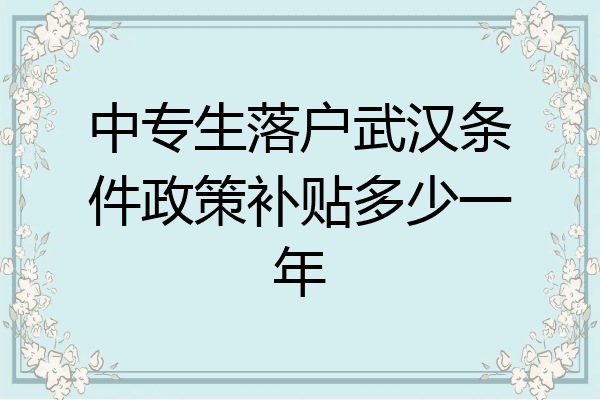 中专生落户武汉条件政策补贴多少一年