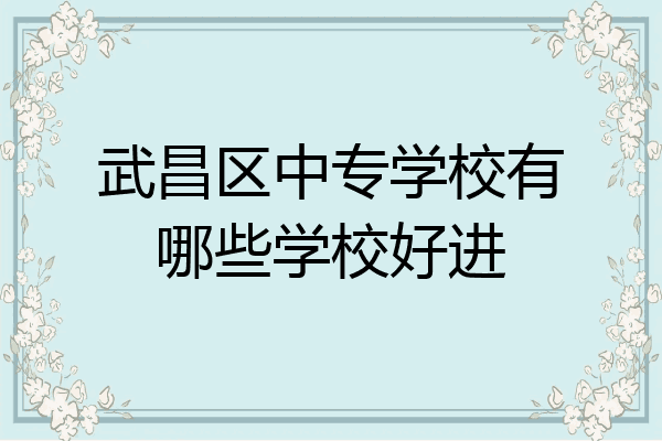 武昌区中专学校有哪些学校好进