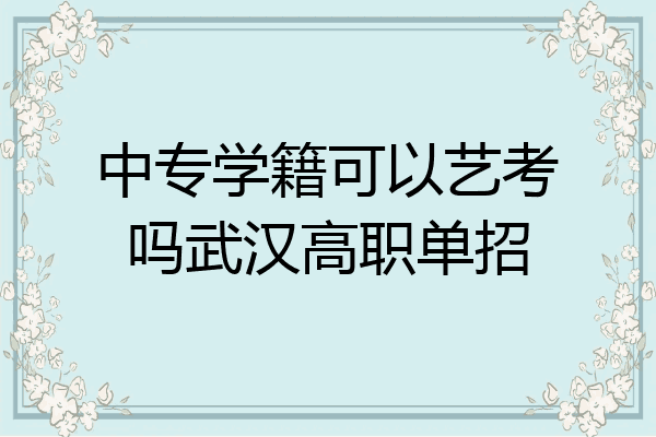 中专学籍可以艺考吗武汉高职单招