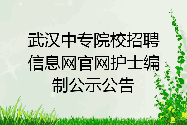 武汉中专院校招聘信息网官网护士编制公示公告