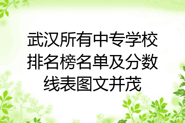 武汉所有中专学校排名榜名单及分数线表图文并茂