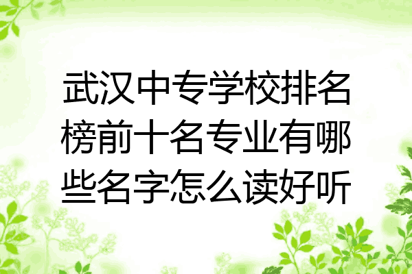 武汉中专学校排名榜前十名专业有哪些名字怎么读好听