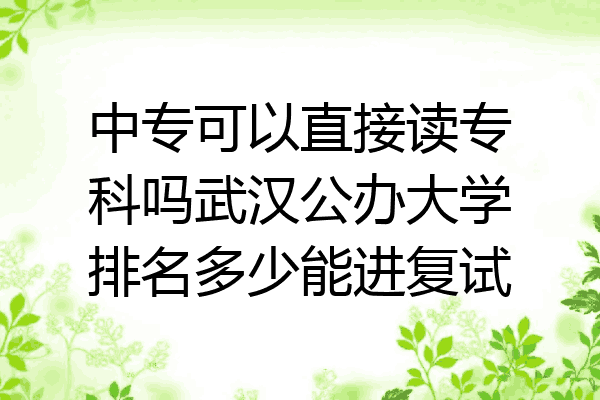 中专可以直接读专科吗武汉公办大学排名多少能进复试