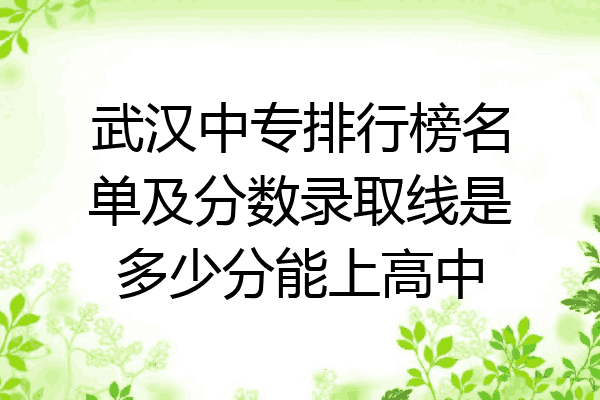 武汉中专排行榜名单及分数录取线是多少分能上高中