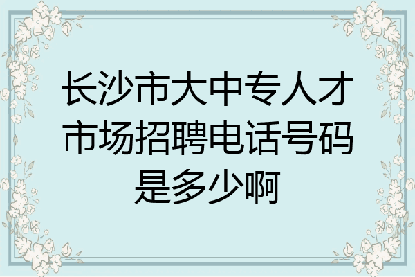 长沙市大中专人才市场招聘电话号码是多少啊