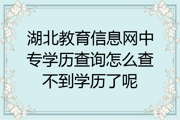 湖北教育信息网中专学历查询怎么查不到学历了呢