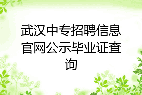 武汉中专招聘信息官网公示毕业证查询