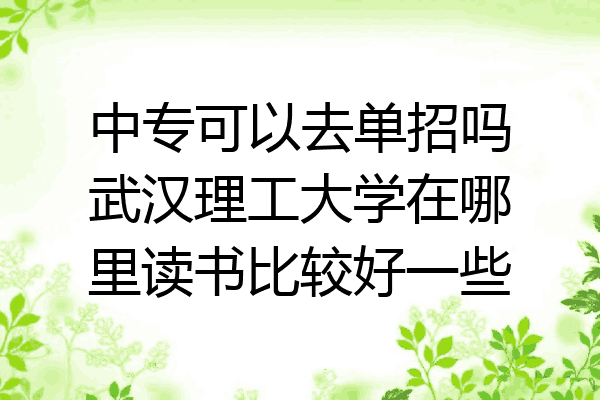 中专可以去单招吗武汉理工大学在哪里读书比较好一些