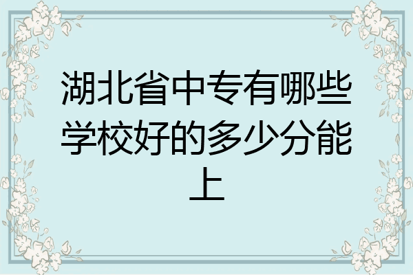 湖北省中专有哪些学校好的多少分能上