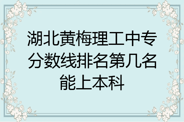 湖北黄梅理工中专分数线排名第几名能上本科