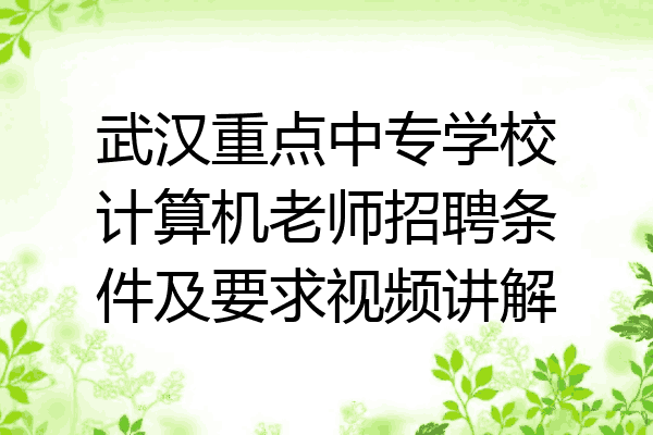 武汉重点中专学校计算机老师招聘条件及要求视频讲解