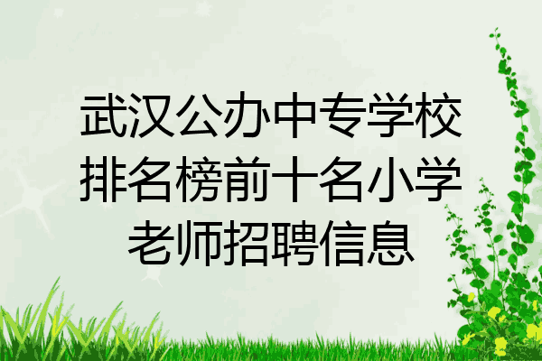 武汉公办中专学校排名榜前十名小学老师招聘信息