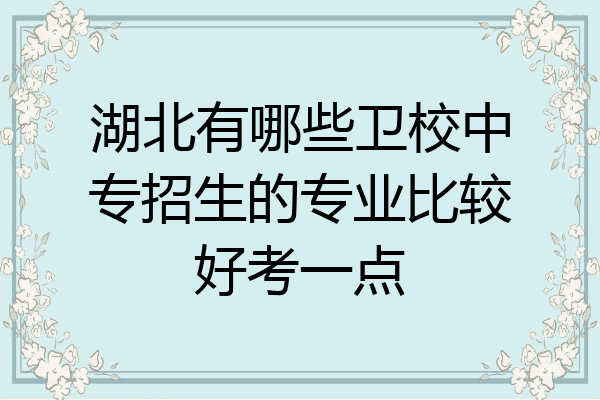 湖北有哪些卫校中专招生的专业比较好考一点