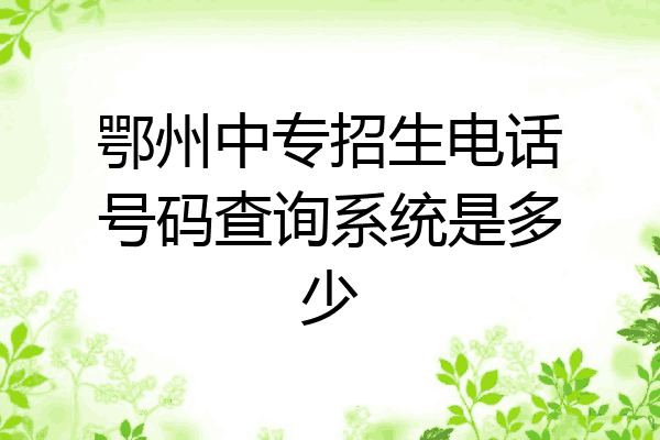 鄂州中专招生电话号码查询系统是多少
