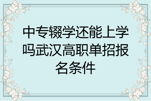 中专辍学还能上学吗武汉高职单招报名条件