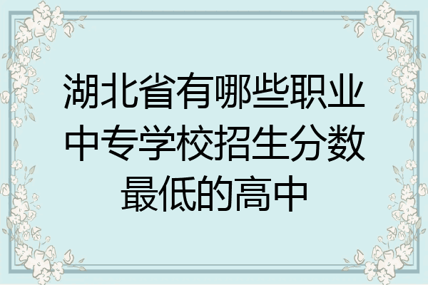 湖北省有哪些职业中专学校招生分数最低的高中