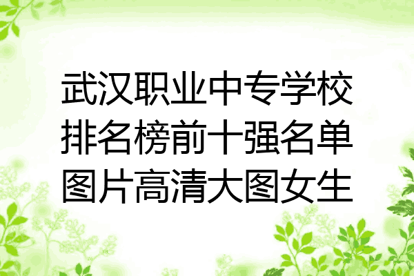 武汉职业中专学校排名榜前十强名单图片高清大图女生