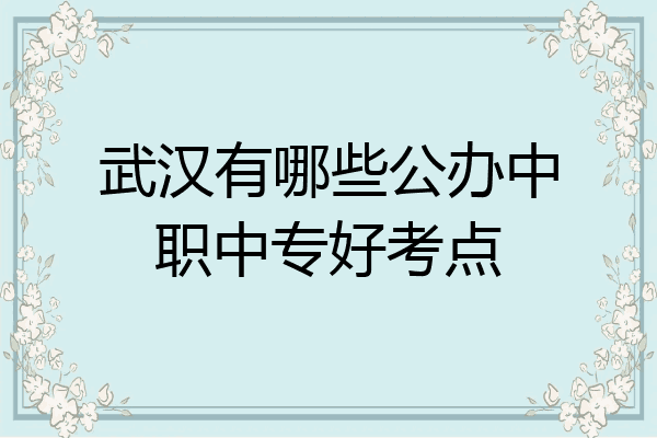 武汉有哪些公办中职中专好考点