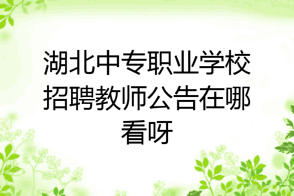 湖北中专职业学校招聘教师公告在哪看呀