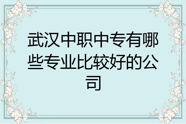 武汉中职中专有哪些专业比较好的公司