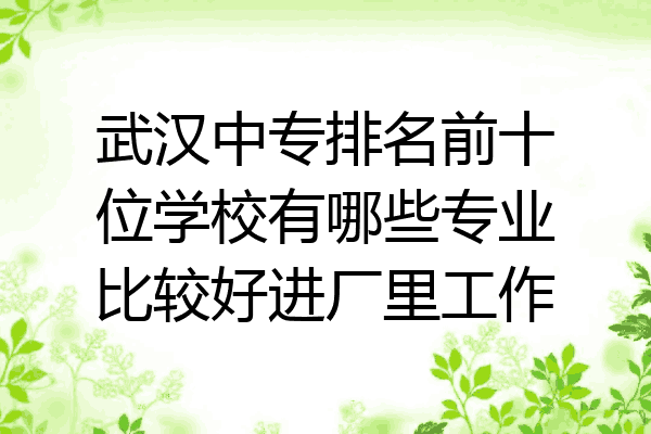 武汉中专排名前十位学校有哪些专业比较好进厂里工作